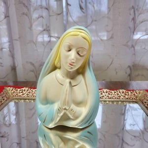 Vintage Madonna Praying Planter, Virgin Mary Religious Vase, Ceramic