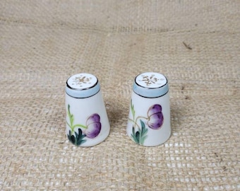 Vintage Individual Mini Salt & Pepper Shakers, Plum Orange Leaves, Japan
