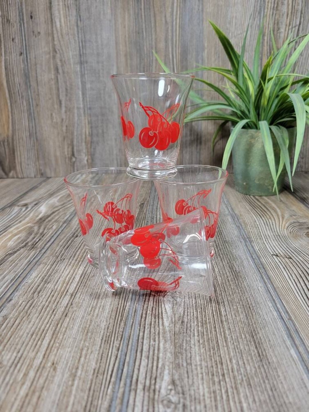 4 Anchor Hocking Vintage Cherry Stem Juice Glasses 3 Etsy