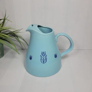 Vintage Cameron/Cronin Pottery Dutch Blue Tulip Pitcher, Ice Lip Chip