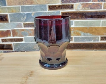 Vintage Ruby Red Georgian Flat Tumbler, Anchor Hocking Glass, 9 oz