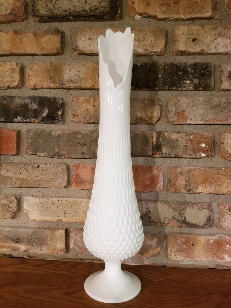 Fenton Glass Swung Vase Milk Glass Art Glass Vintage Large Etsy