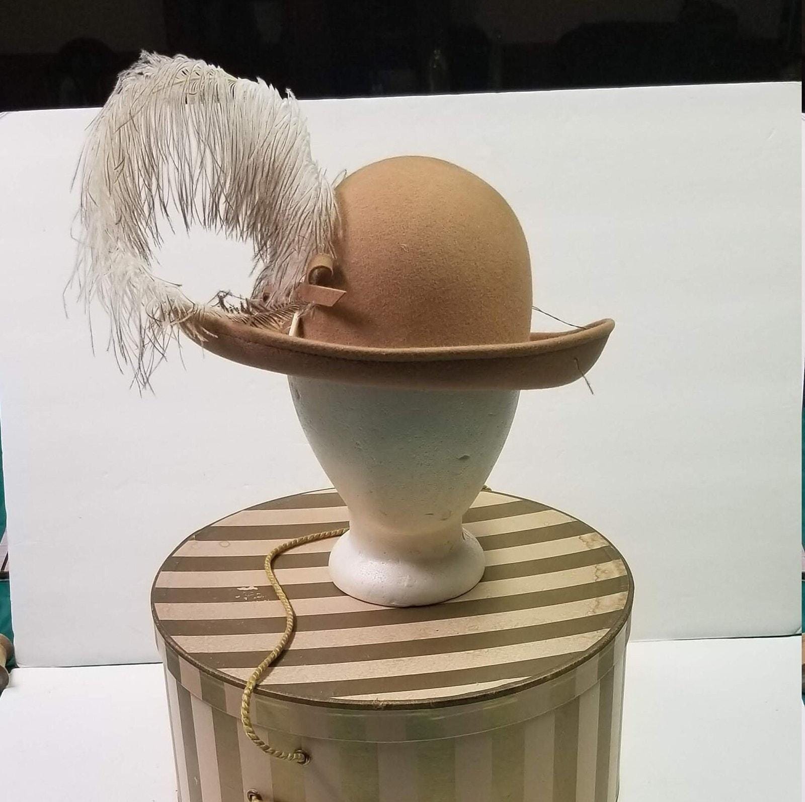 Bollman 100% Wool Doeskin Satin Tilt Hat Ivory w/ Horsehair Bow Vintage Bollman Doeskin - Etsy main image 4