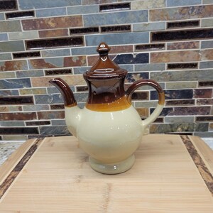 Vintage Interpur Stoneware Coffee Pot Teapot Brown Glaze MCM Cabincore