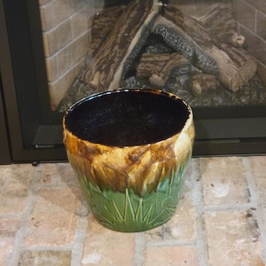 Vintage RRP Jardiniere Sun Moon Robinson Ransbottom 9" Planter, Brown/Green