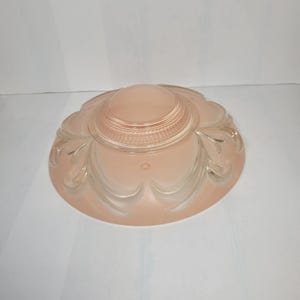 Vintage Ceiling Light Fixture, Pink Round Light Globe, 3 Chain Art Deco