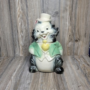 Vintage Squirrel Top Hat Cookie Jar Brush W15