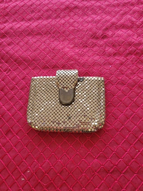Vintage Gold Mesh Compact Holder, Coin Purse