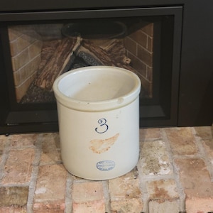Vintage 3 Gallon Red Wing Crock, Large Wing
