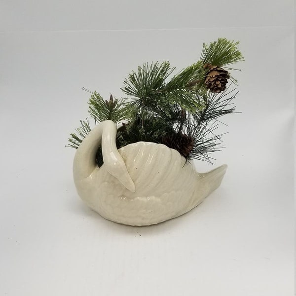 Vintage Swan Planter, Off White, Japan Hand Painted