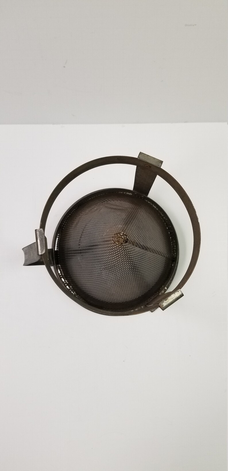 Vintage Aluminum Cone Shaped Sieve Food Strainer Stand Canning Apple Sauce Colander Fruit Press Rusty Primitive