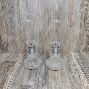 Vintage Miniature Lamplight Farms Oil Lamp, Glass Lantern 9&quot; w Chimney