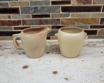 Jarra azucarera Frankoma vintage, Plainsman Desert Gold, tazón abierto 5DB, jarra 5DA