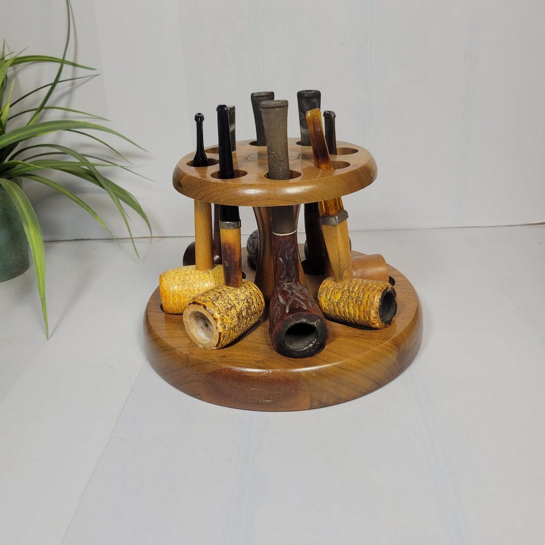 Vintage Round Wood Decatur Pipe Rack & 8 Assorted Pipes - Etsy