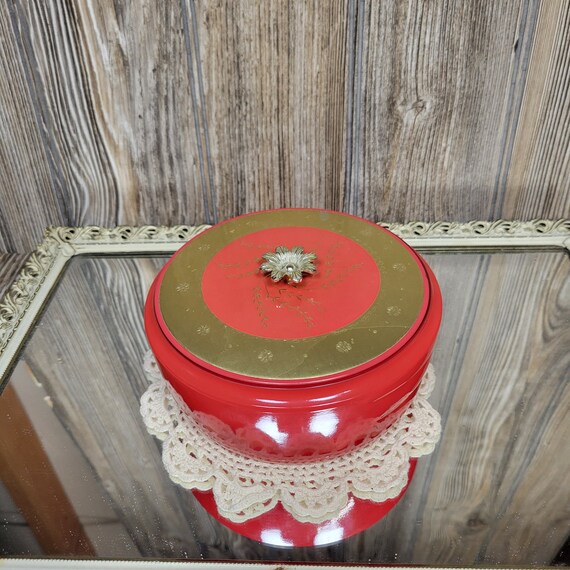 Vintage Avon Red Powder Jar, Persian Wood Beauty D
