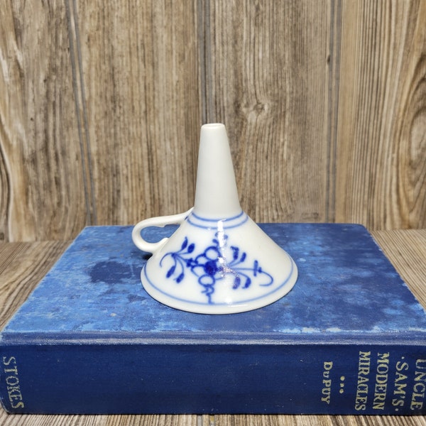 Vintage Ceramic Funnel Cobalt Blue, Small 3-1/4"