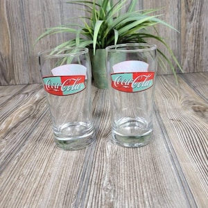 2 Vintage Coca-Cola Tumblers, Green & Red Glasses