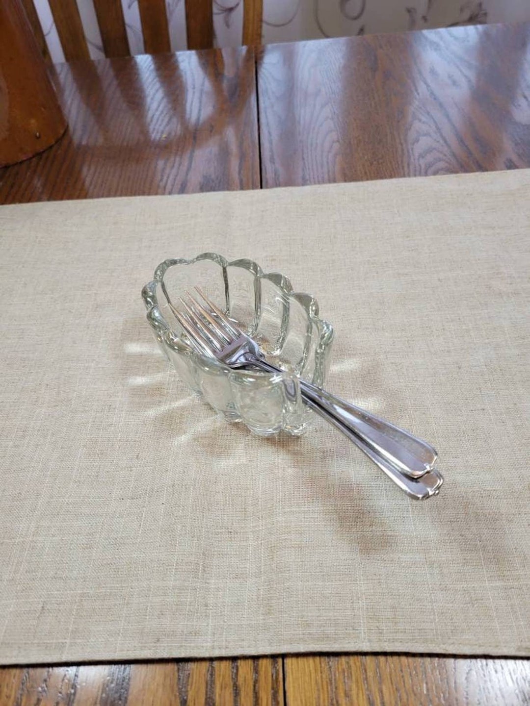 Vintage Princess House Spoon Holder Buffet, Crystal Silverware Holder