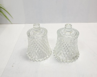2 Vintage Clear Diamond Point Pegged Votive Cups, Candle Holder, Home Interiors