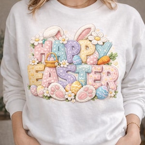 Vrolijke paashaas, png PNGEgg | Pastelkleurige sublimatieshirtafbeelding (directe download)