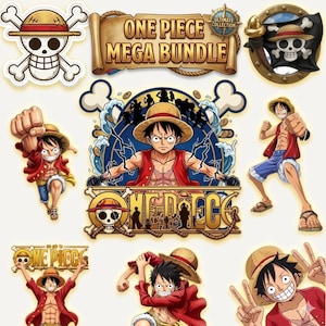 Paquete de imágenes PNG y SVG de One Piece / Imágenes prediseñadas de piratas estilo anime chibi / Archivos transparentes para Cricut, sublimación y pegatinas / Descarga instantánea