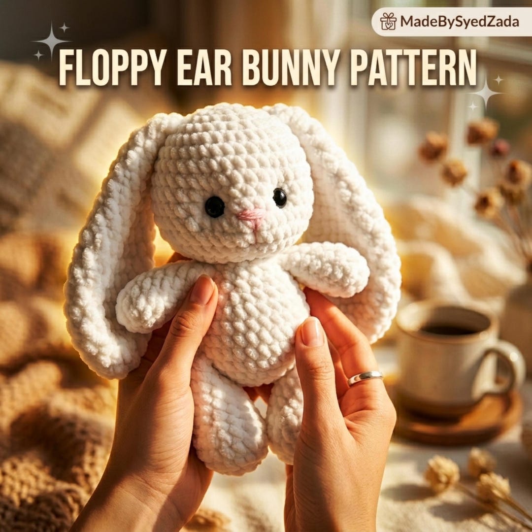 Floppy Ear Bunny Crochet Pattern PDF | Cute Amigurumi Rabbit Plush Toy ...