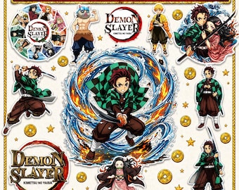 Paquete Mega PNG SVG de Demon Slayer: imágenes prediseñadas de anime de alta calidad, personajes de Kimetsu No Yaiba, archivos transparentes para camisetas (descarga digital).