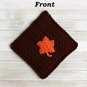 Handmade Crochet Double Layer Fall Color / Pot Holder w/ Crocheted Leaf Applique - Ready to ship
