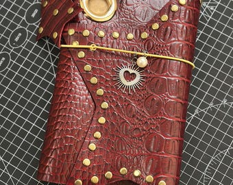 Cuaderno tríptico personalizado de cuero genuino, funda para cuaderno hecha a mano, tamaño A5/A6, recargable.
