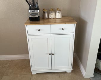 Solid Wood Countertop Sideboard Buffet Cabinet, Mid Century Modern Kitchen Storage Cabinet, Kitchen Island Table, Coffee Bar Cabinet