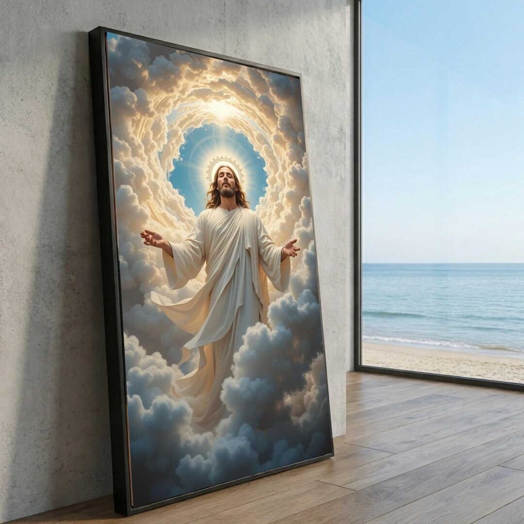 Ascending Christ Canvas Art, Jesus Heavenly Clouds Christian Decor - Etsy