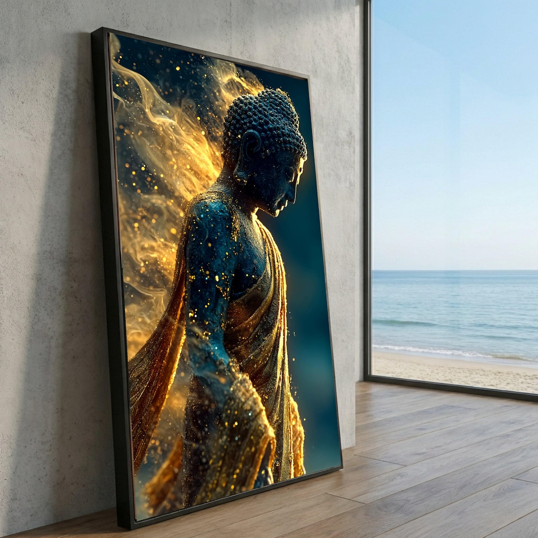 Golden Aura Buddha Canvas Wall Art, Spiritual Meditation Decor, Zen ...
