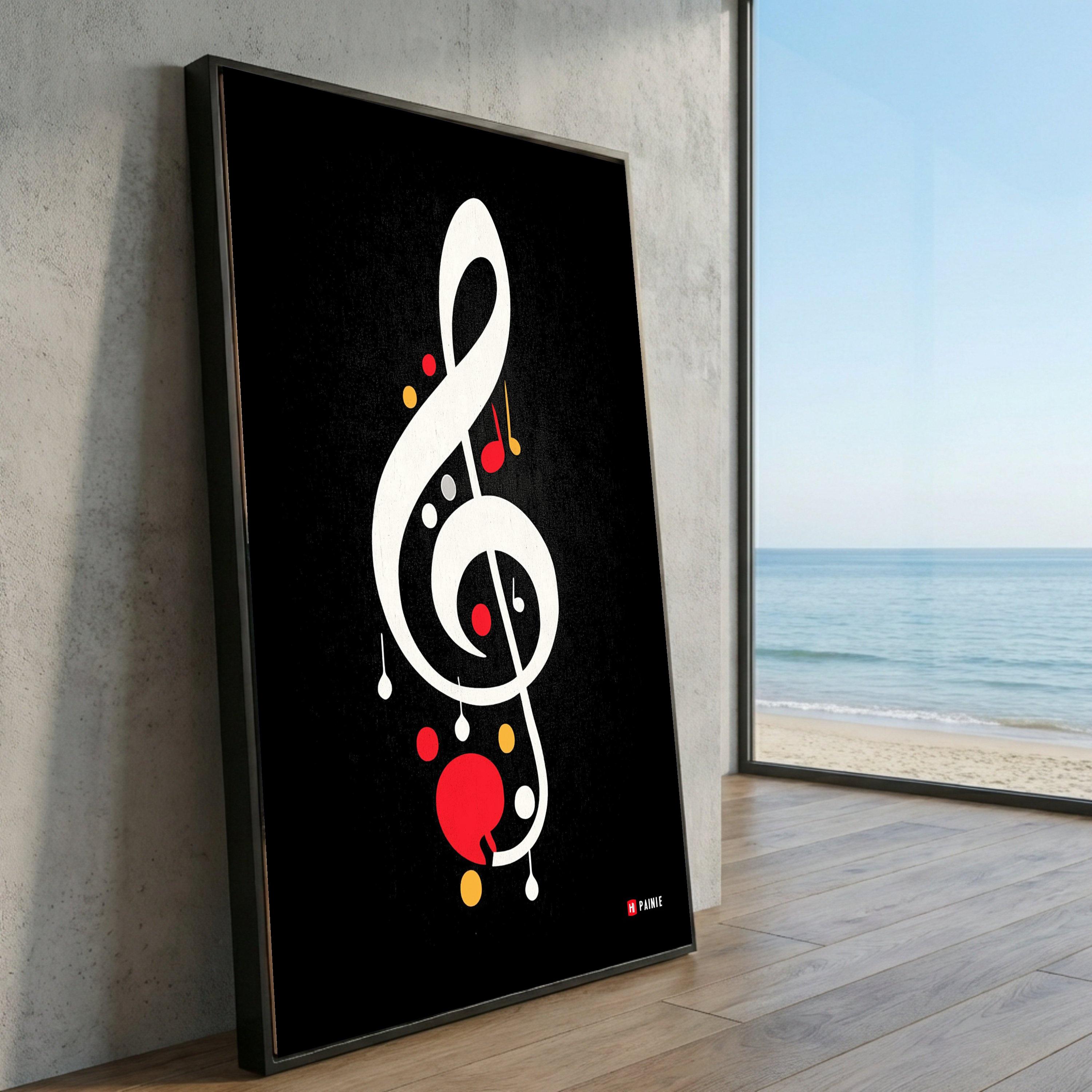 Modern Music Notes Canvas Art, Abstract Treble Clef Design