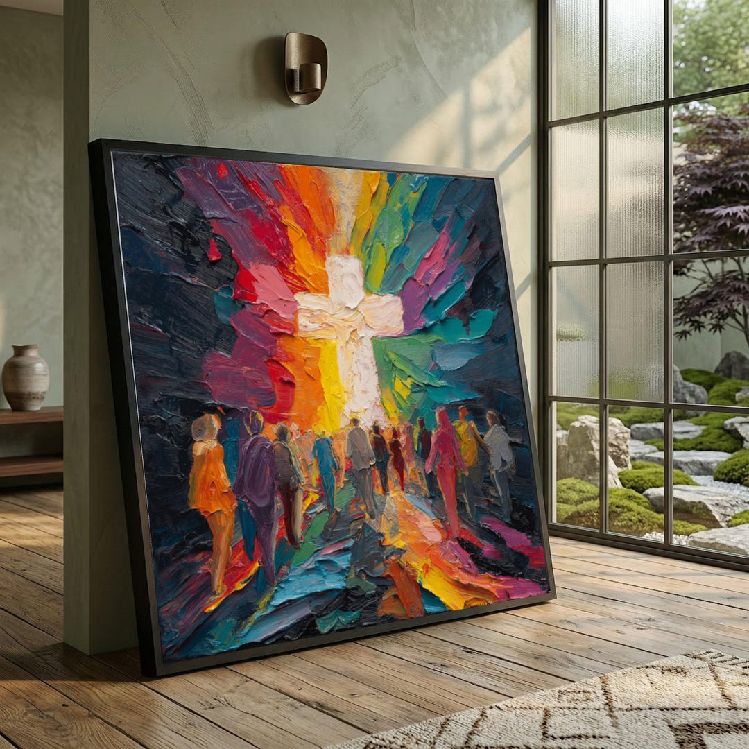 Vibrant Abstract Cross Canvas Art Colorful Spiritual Christian Vibrant Abstract Cross Canvas Art Colorful Spiritual Christian