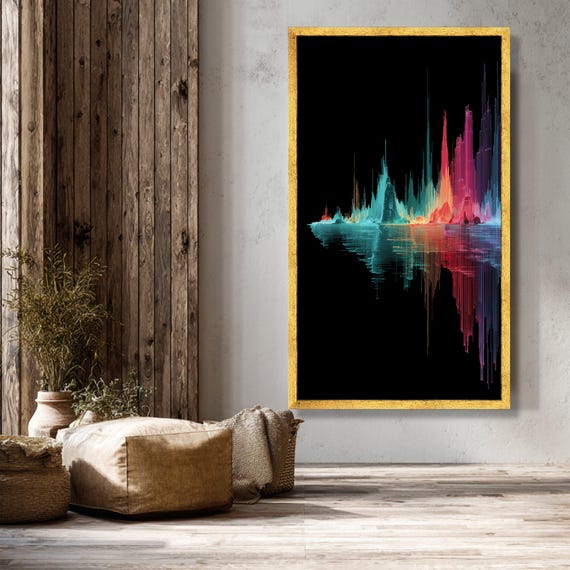 Vibrant Soundwave Canvas Art, Abstract Audio Waveform Design