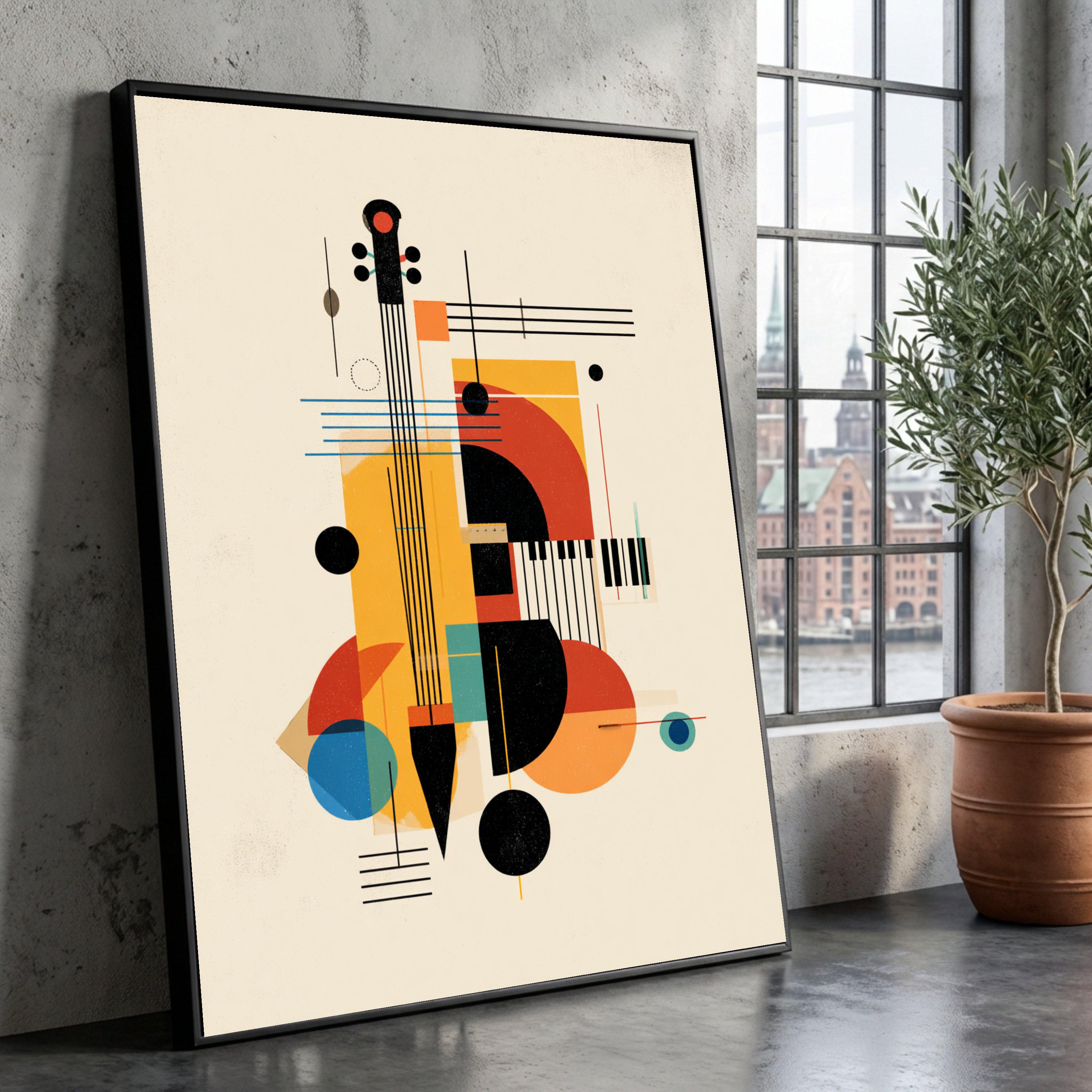 アート・デザイン・音楽 Walter Hamma Meister italienischer Abstract Musical Instruments Canvas Print, Modern Geometric Violin