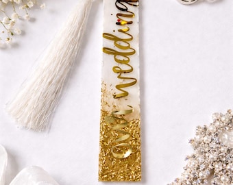 Personalized Wedding Bookmark | Custom Resin Bookmark with Tassel | Bridal Gift for Bride | Mrs Bookmark | Wedding Keepsake | Custom Name Bo