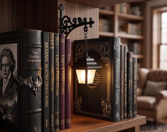 Mini bibliotheeklamp, lantaarn, leeshoekverlichting, gotische wandlamp, leeshoekverlichting, sprookjesachtig miniatuurhuisje als decoratie.