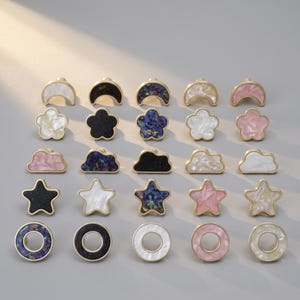 Mother of Pearl Cabinet Knobs, Decorative Drawer Pulls, Star Moon Flower Cloud Handles, Kitchen Dresser Wardrobe Furniture Hardware