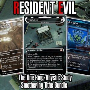 Resident Evil Power Staples Bundle: The One Ring, Rhystic Study, Smothering Tithe, MTG Custom Proxy Cards