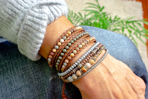 Women S Natural Stone Bracelet Beaded Wrap - Womens Leather Wrap Bracelets Australia Women S Natural Stone Bracelet Beaded Wrap - Womens Leather Wrap Bracelets Australia