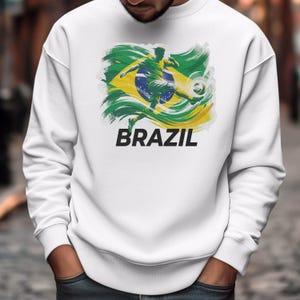 Sudadera con capucha para aficionados al fútbol de Brasil, ropa deportiva con estampado personalizado de la bandera del país. imagen 6
