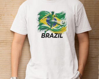 Brazil Football Fan Hoodie, Custom Country Flag Graphic Sports Apparel