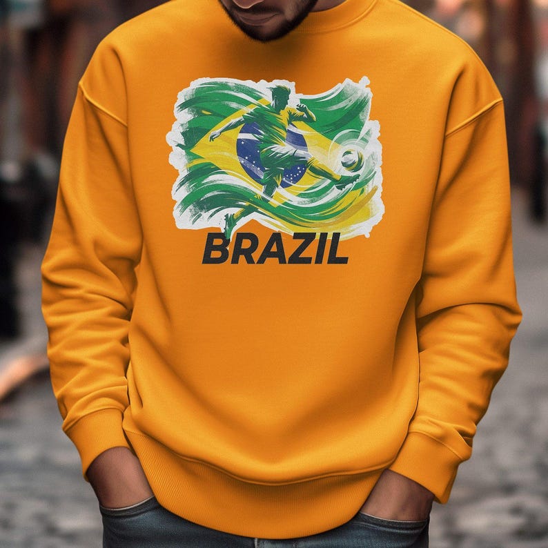 Sudadera con capucha para aficionados al fútbol de Brasil, ropa deportiva con estampado personalizado de la bandera del país. imagen 3