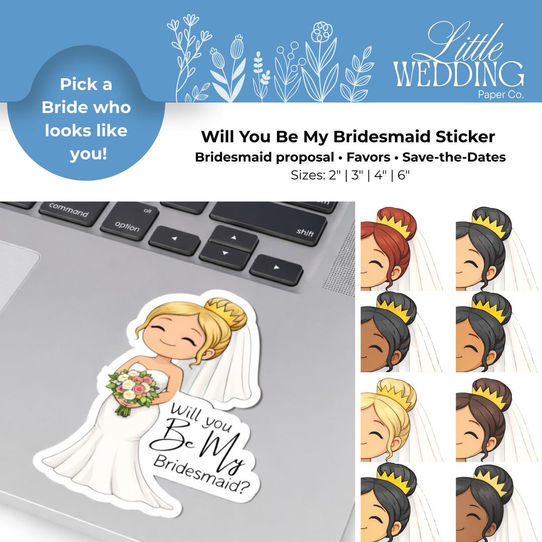 Will You Be My Bridesmaid Sticker | Bride Proposal Sticker | Bridesmaid ...