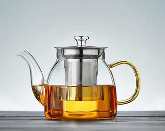 Glass teapot | High-temperature resistant glass teapot | Tea and water separator teapot | Glass flower teapot | Tea set | Mother's Day gift