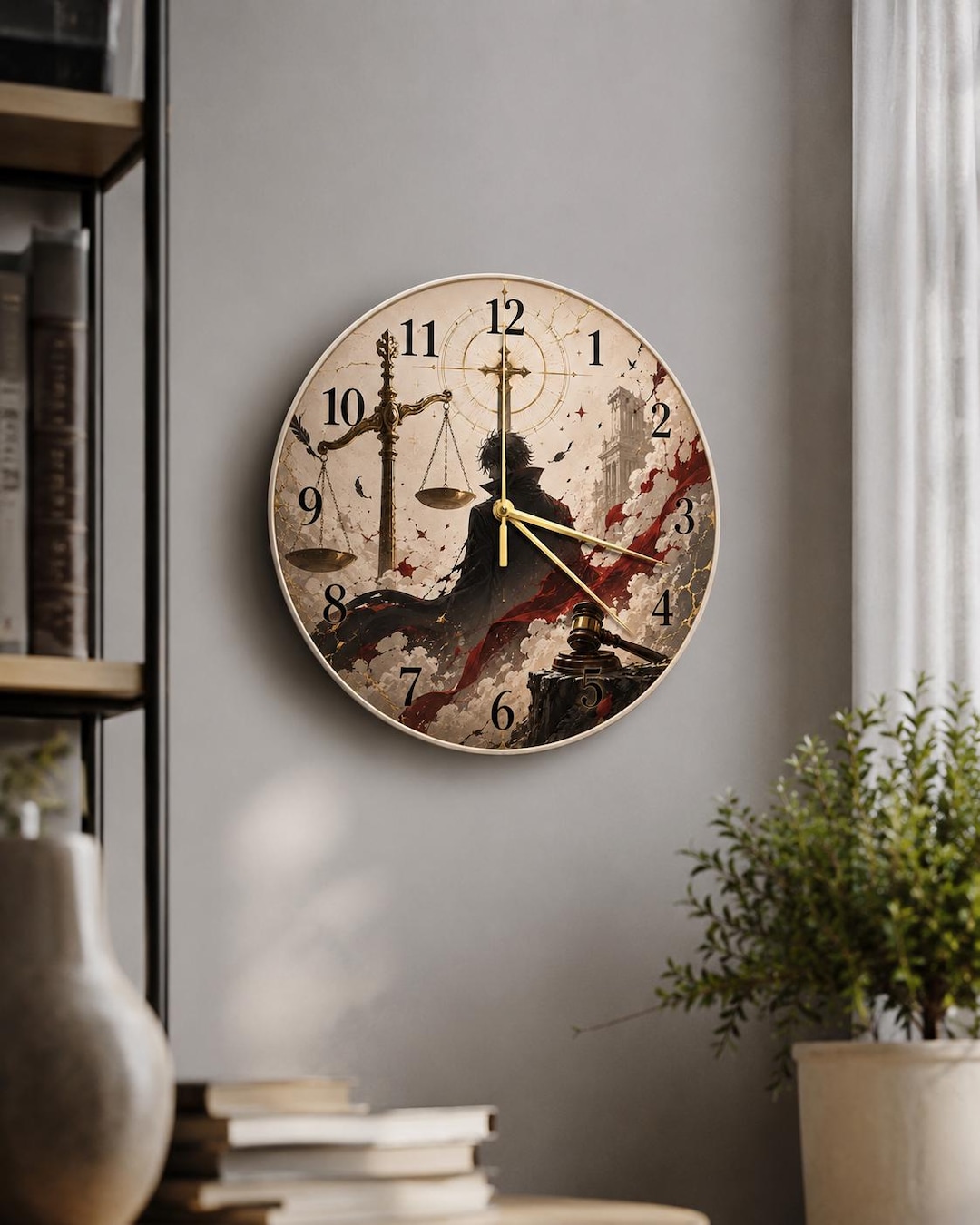 Abstract Justice Scale Glass Wall Clock, Modern Law Office Decor ...