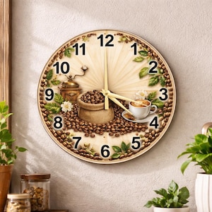 Symmetry of the Roast: radiaalglazen koffieboonklok, minimalistische keukenmuurkunst in de maten 26, 36 en 51 cm