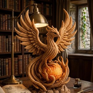 Phoenix-haakpatroon pdf, Firebird-amigurumi-tutorial, mythische vogelsculptuur, fantasiedecorcadeau