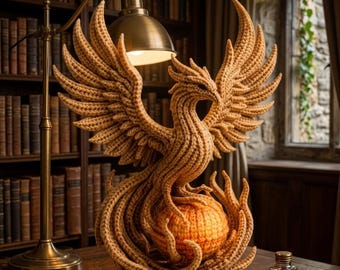 Phoenix Crochet Pattern PDF, Firebird Amigurumi Tutorial, Mythical Bird Sculpture, Fantasy Decor Gift